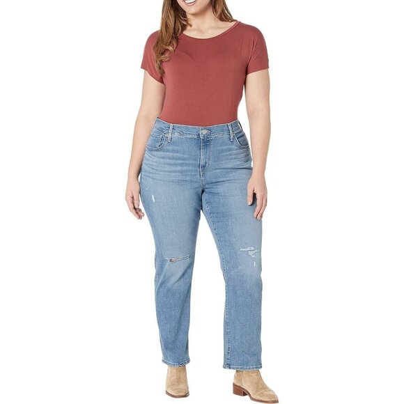 NWT Levi's 724 High-Rise Slim Straight-Leg Distressed Jeans in Slate Fixer - Picture 7 of 8